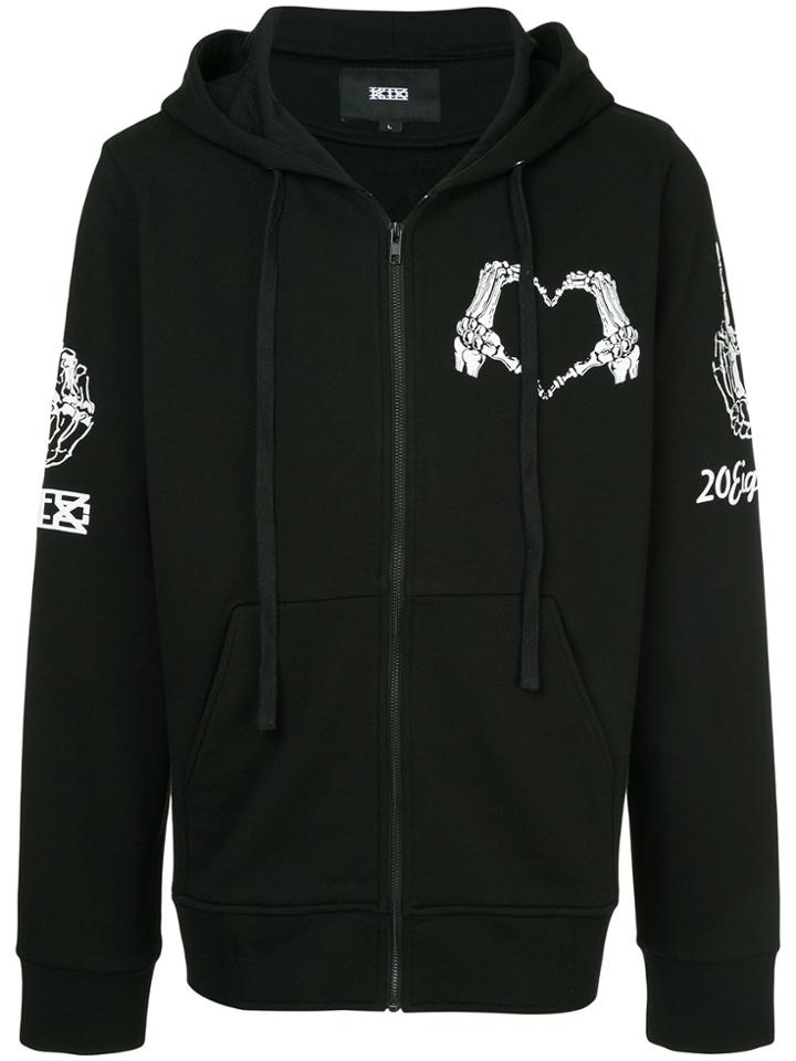 Ktz Back Print Zipped Hoodie - Black