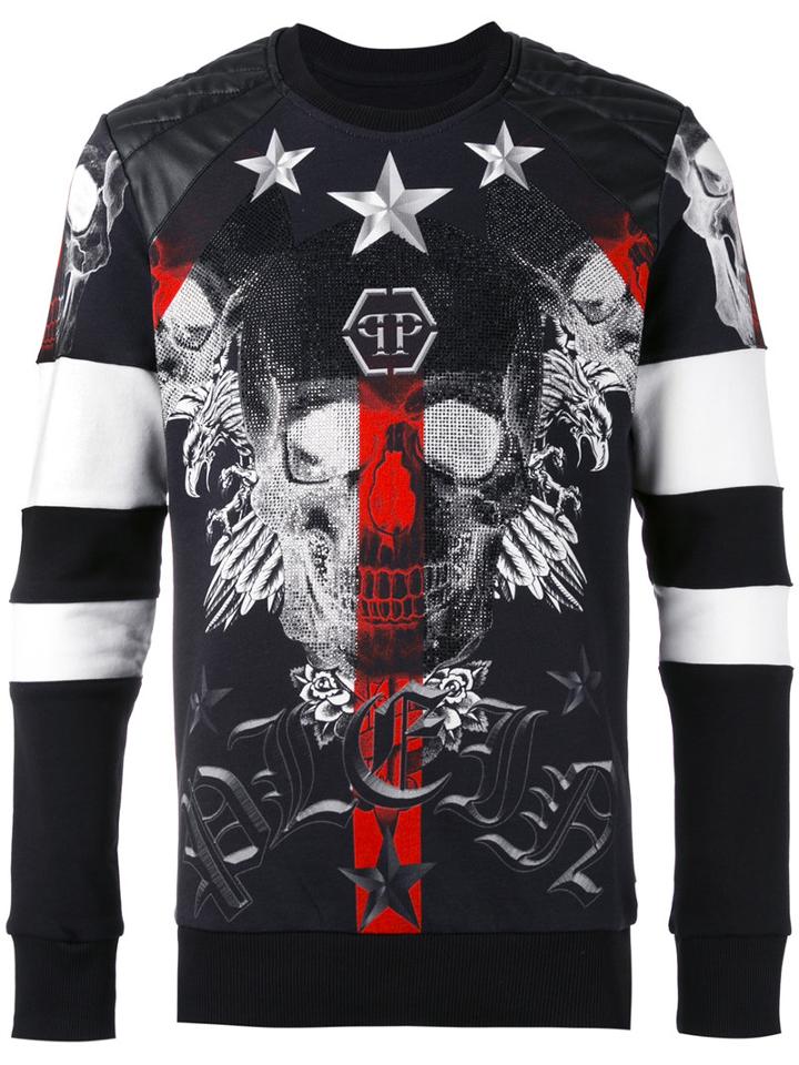 Philipp Plein - Skull Print Sweatshirt - Men - Cotton/polyester/polyurethane - L, Black, Cotton/polyester/polyurethane