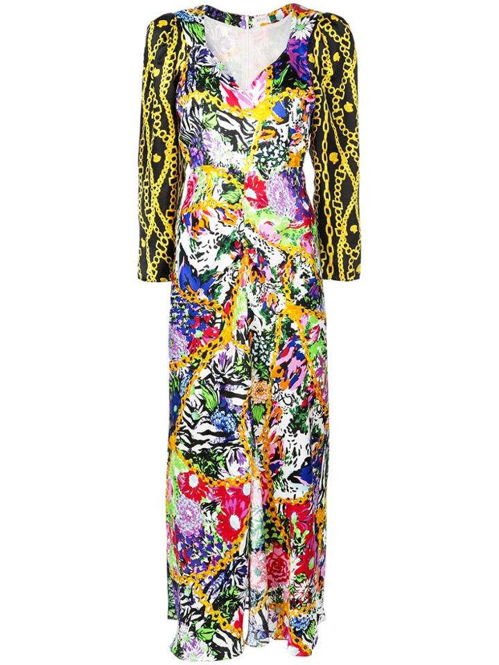 Rixo London Floral-and-chain Print Long Dress - Multicolour