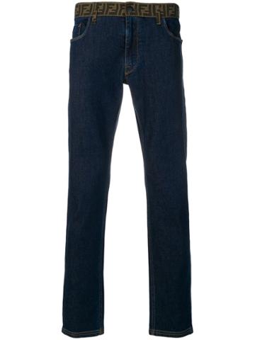 Fendi Ff Waistband Jeans - Blue
