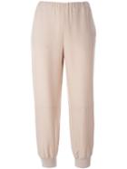 Agnona Cuffed Cropped Trousers, Women's, Size: 46, Pink/purple, Viscose/silk/cotton/spandex/elastane