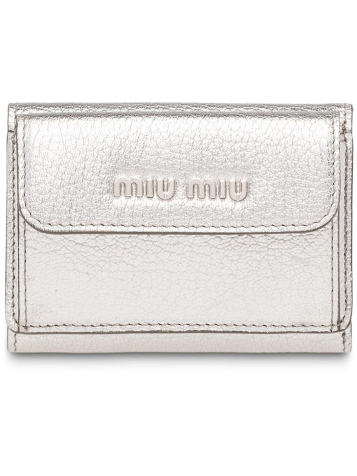 Miu Miu Madras Flap Card Holder - Metallic