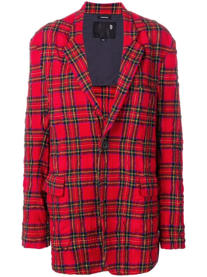 R13 Oversized Tartan Blazer - Red