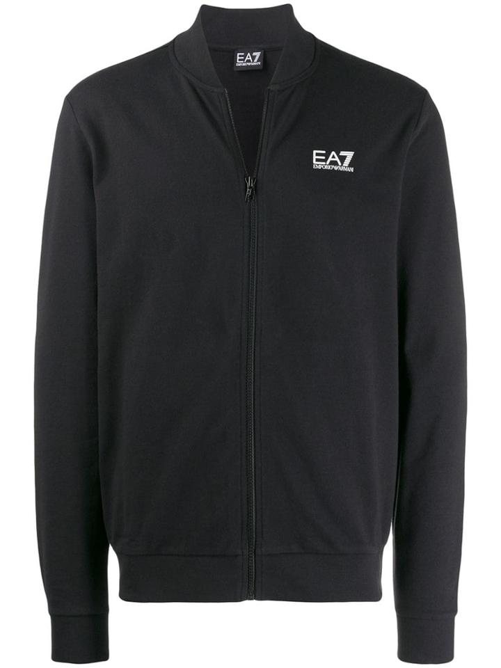 Ea7 Emporio Armani Contrast Logo Bomber Jacket - Black