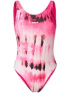 Msgm Tie Dye Logo Swimsuit - Pink