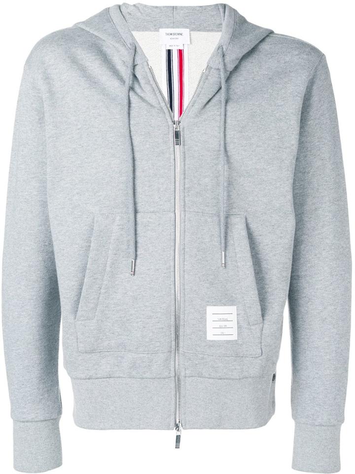 Thom Browne Center-back Stripe Loopback Hoodie - Grey
