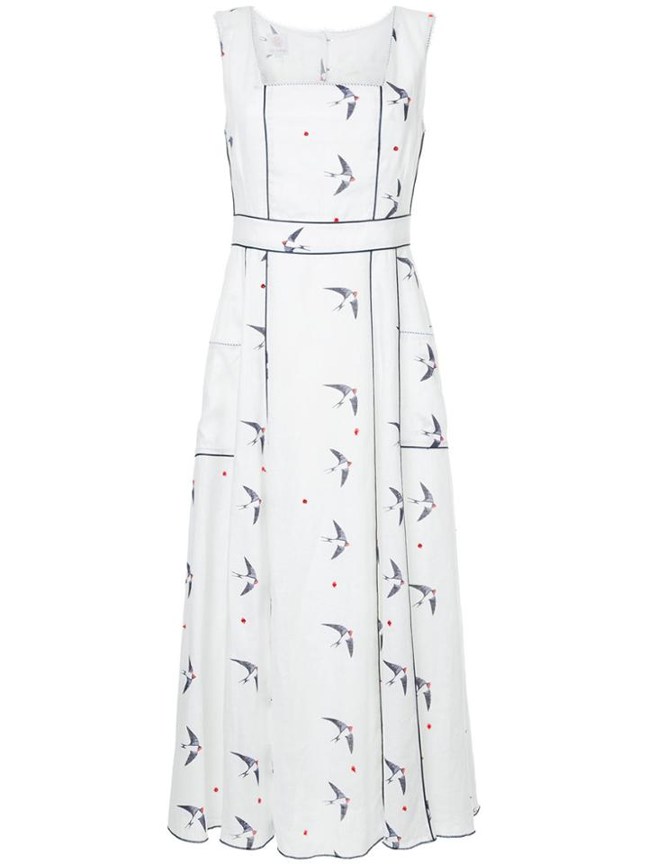 Gül Hürgel Bird Print Flared Dress - White