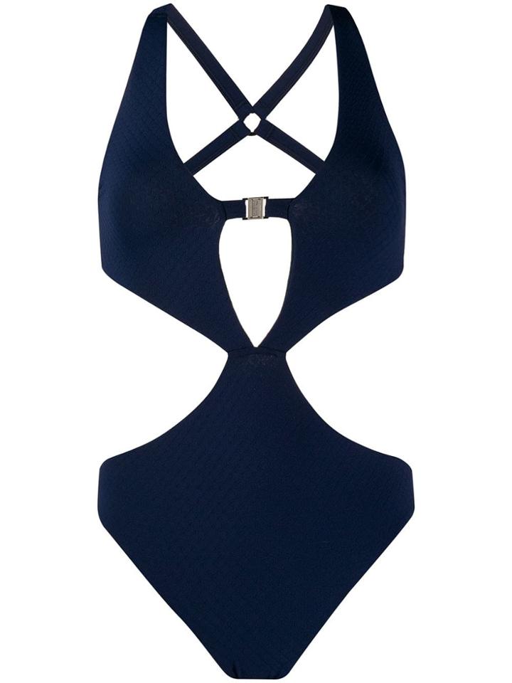 Fleur Of England Cut-out Detail Swimsuit - Blue
