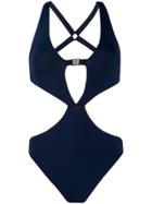 Fleur Of England Cut-out Detail Swimsuit - Blue