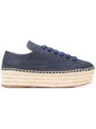 Prada Denim Espadrille Sneakers - Blue