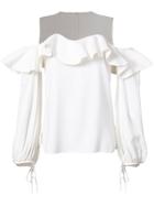 Oscar De La Renta Off Shoulder Ruffle Blouse - White
