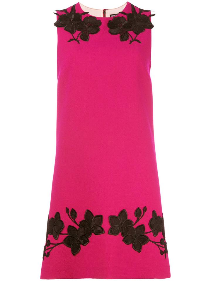 Dolce & Gabbana Rose Embroidered Shift Dress, Women's, Size: 42, Pink/purple, Silk/spandex/elastane/wool
