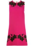 Dolce & Gabbana Rose Embroidered Shift Dress, Women's, Size: 42, Pink/purple, Silk/spandex/elastane/wool