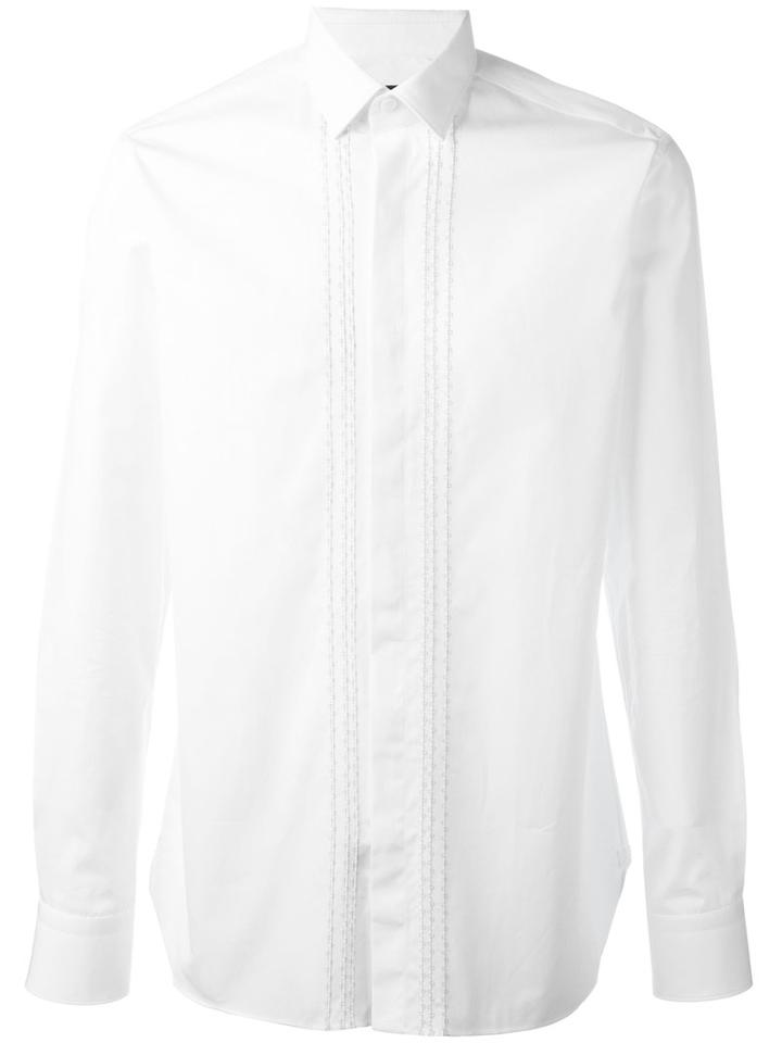 Lanvin Embroidered Shirt, Men's, Size: 40, White, Cotton