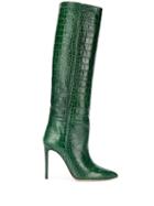 Paris Texas Crocodile Printed Knee High Boots - Green
