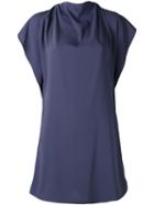 Mm6 Maison Margiela - Gathered Mini Dress - Women - Polyester - 44, Women's, Pink/purple, Polyester