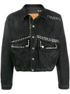 Martine Rose Stud-embellished Cropped Denim Jacket - Black