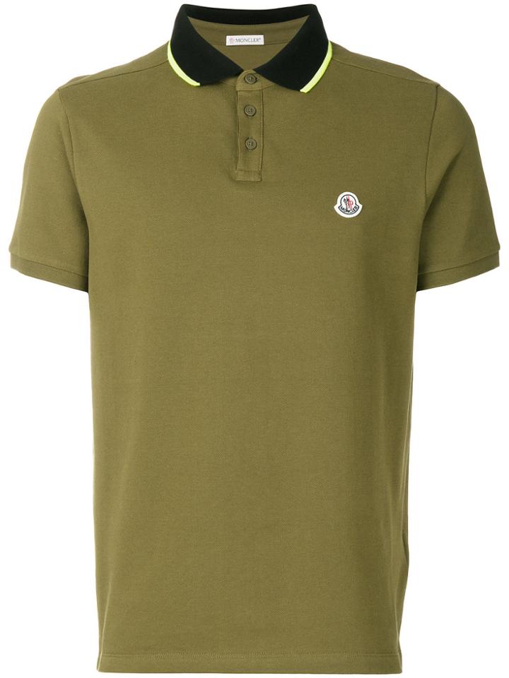 Moncler Contrast Collar Polo Shirt - Green
