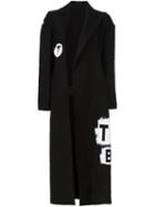 Yohji Yamamoto Multi-print Long Coat, Women's, Size: Ii, Black, Cotton/wool/polyurethane