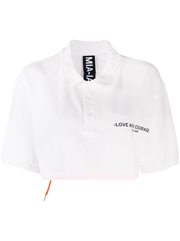 Mia-iam Logo Cropped Polo Shirt - White