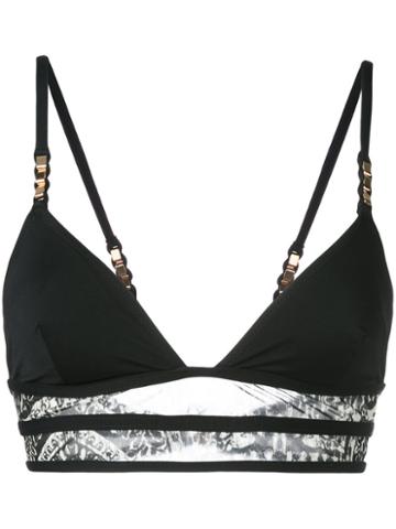 Evarae Printed Detail Bikini Top, Women's, Size: Small, Black, Polyamide/spandex/elastane
