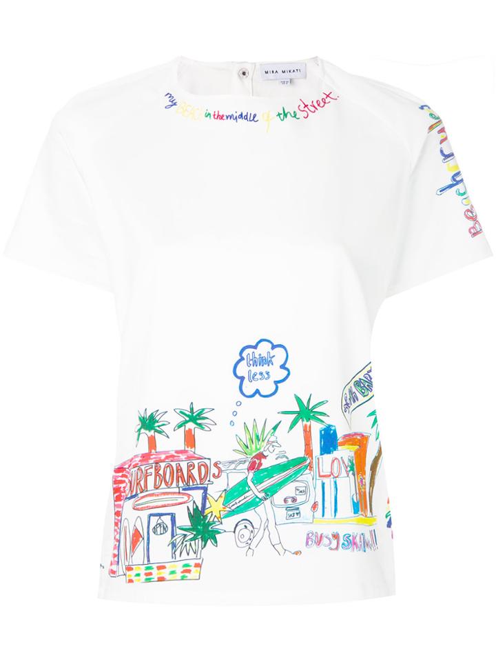 Mira Mikati Beach Rules Illustrated T-shirt - White