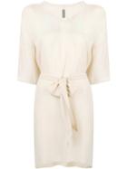 Raquel Allegra U-neck Belted Dress - Nude & Neutrals