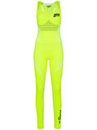 Off-white Sleeveless Racerback Knitted Jumpsuit - Green