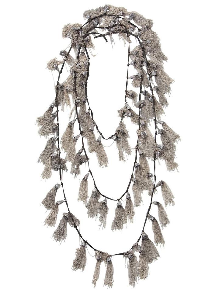 Goti Tassel Embellished Necklace, Women's, Silver