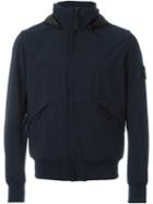 Stone Island Hooded Zip Jacket, Men's, Size: Xl, Blue, Polyester/spandex/elastane/polyurethane Resin