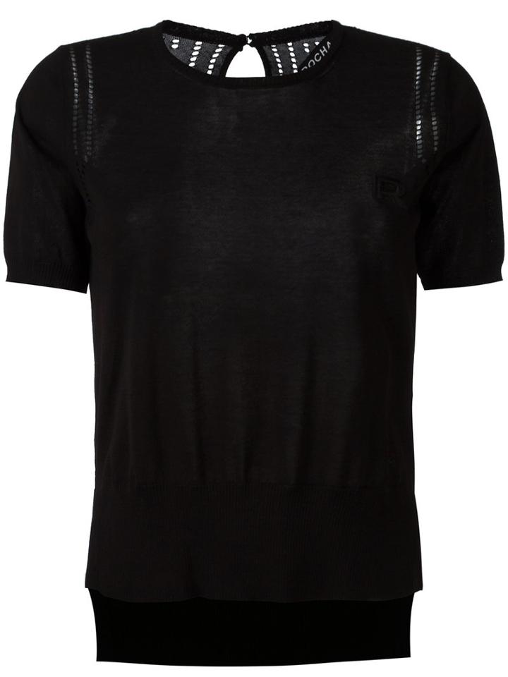 Rochas - Logo Patch Knitted Top - Women - Cotton - 44, Black, Cotton