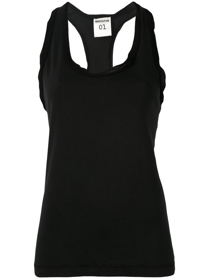 Semicouture - Racer Back Tank - Women - Cotton/viscose - 42, Black, Cotton/viscose