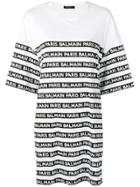 Balmain Logo Stripe Oversized T-shirt - White