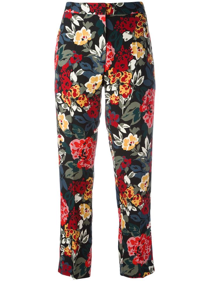 Sonia Rykiel Floral Trousers, Women's, Size: 38, Black, Rayon