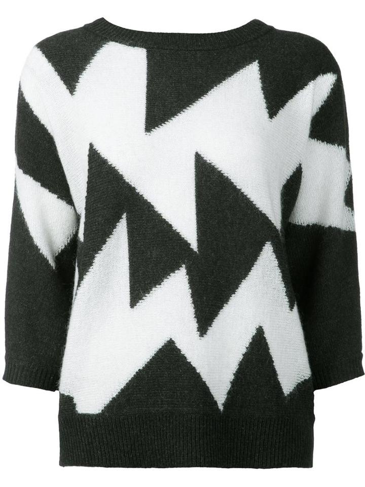 Leo & Sage Geometric Intarsia Jumper, Women's, Size: Large, Black, Nylon/viscose/angora/lambs Wool