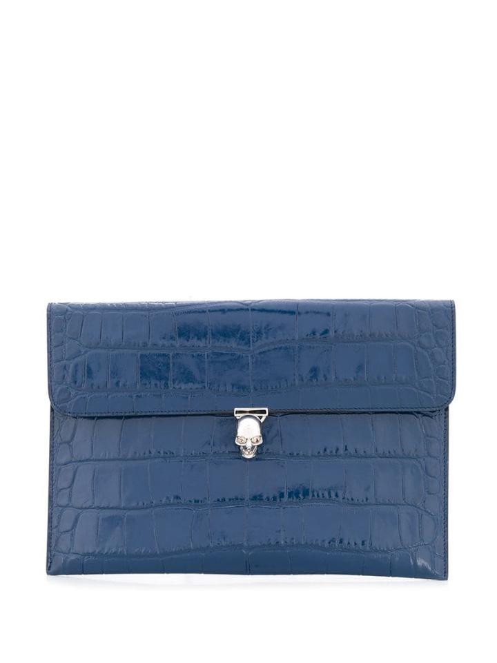Alexander Mcqueen Skull Embellishment Clutch - Blue
