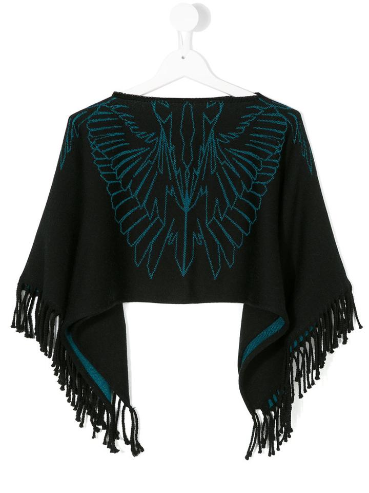 Marcelo Burlon County Of Milan Kids - Fringe Edge Shawl - Kids - Wool - One Size, Black