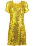 Galvan Sequinned Mini Dress - Yellow