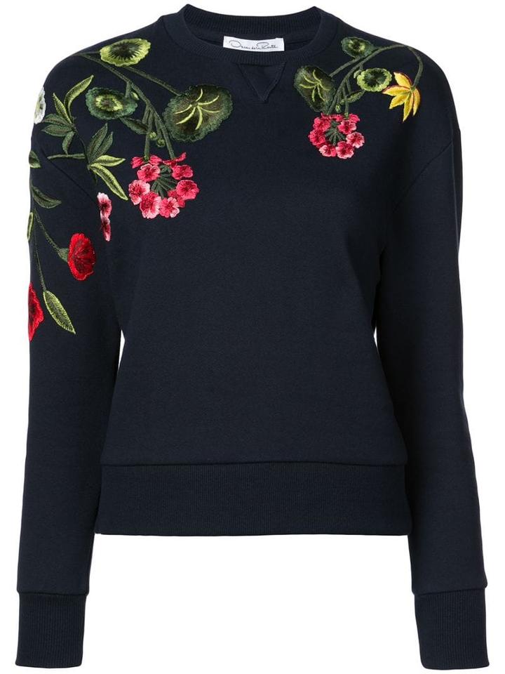 Oscar De La Renta Floral Embroidered Sweatshirt - Blue