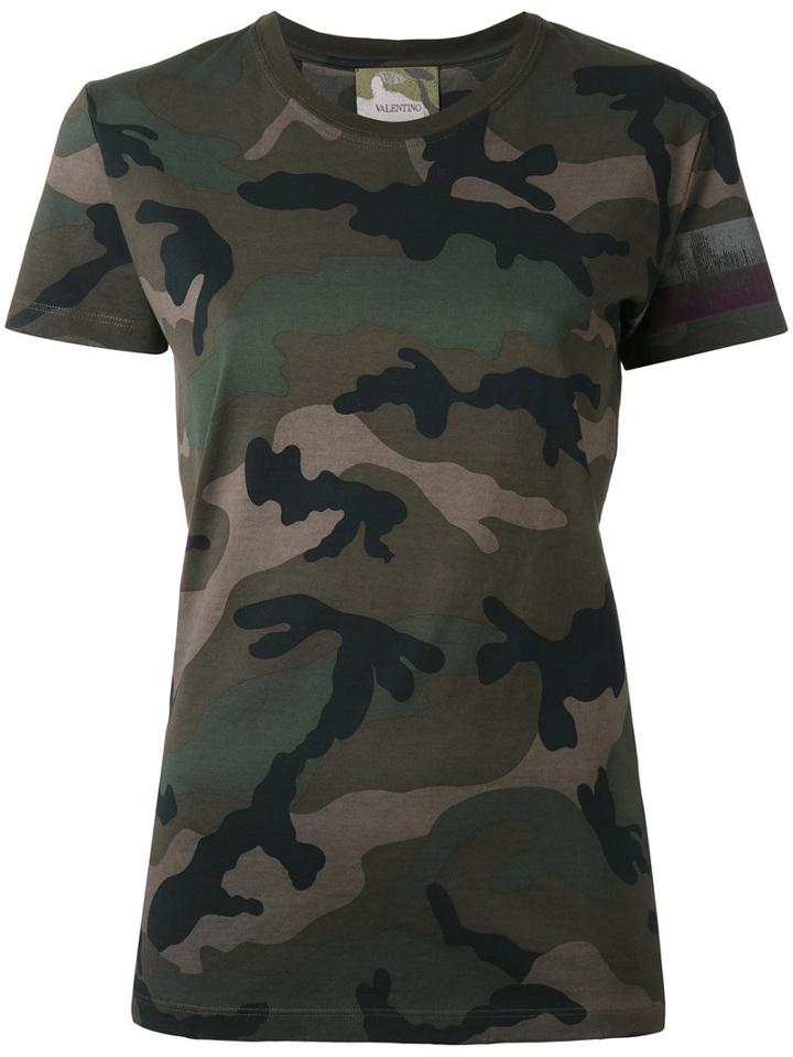 Valentino Camouflage T-shirt, Women's, Size: Medium, Brown, Cotton