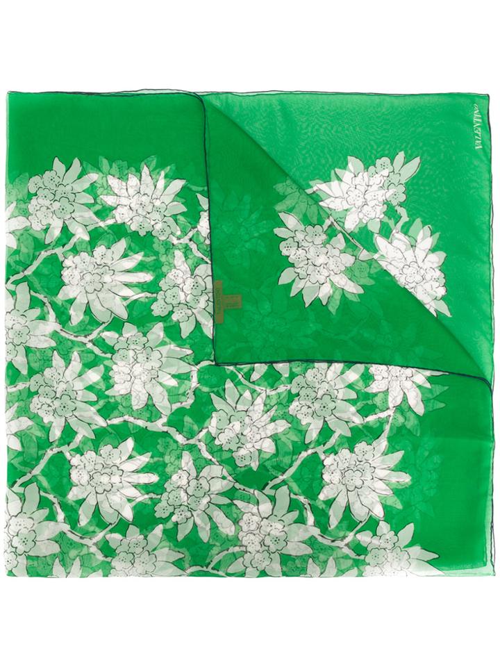 Valentino Floral Print Scarf - Green