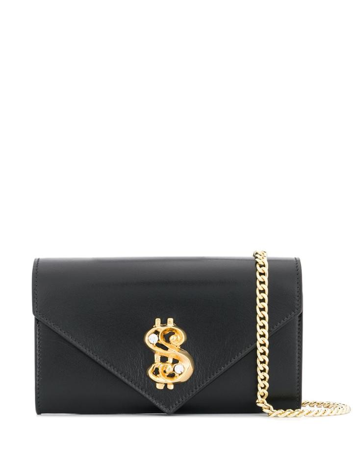 Moschino Dollar Plaque Shoulder Bag - Black