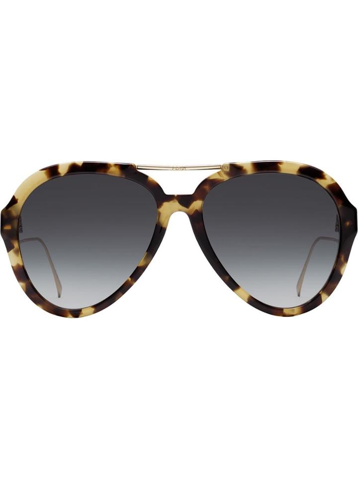 Fendi Eyewear Tortoise Shell Aviator Sunglasses - Brown