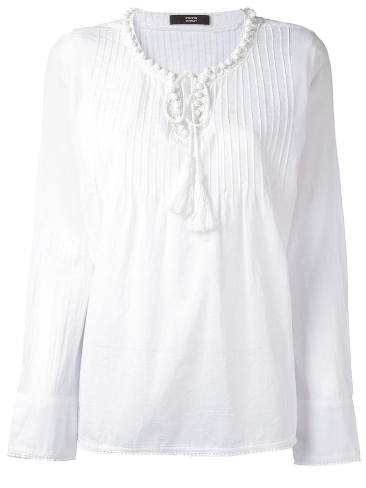Steffen Schraut - Tassel Blouse - Women - Cotton - Xl, White, Cotton