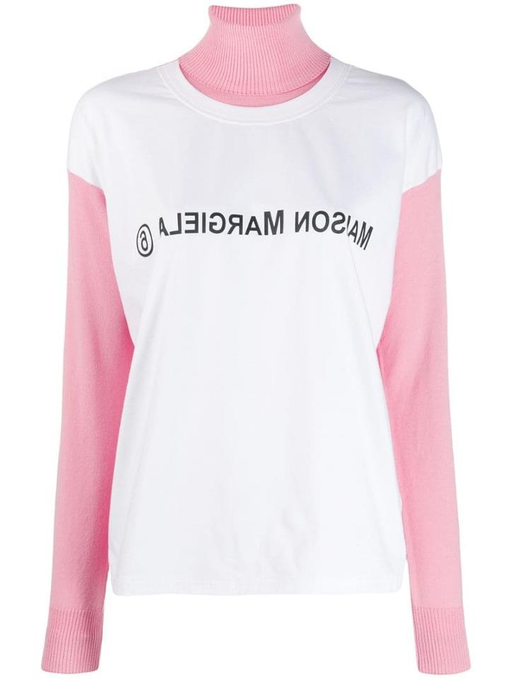 Mm6 Maison Margiela Inverted Logo Layered Effect Sweater - Pink