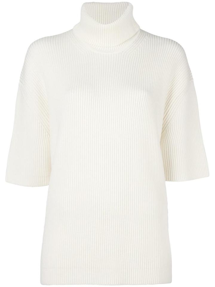 Alberto Biani Roll Neck Jumper, Women's, Size: Medium, White, Virgin Wool