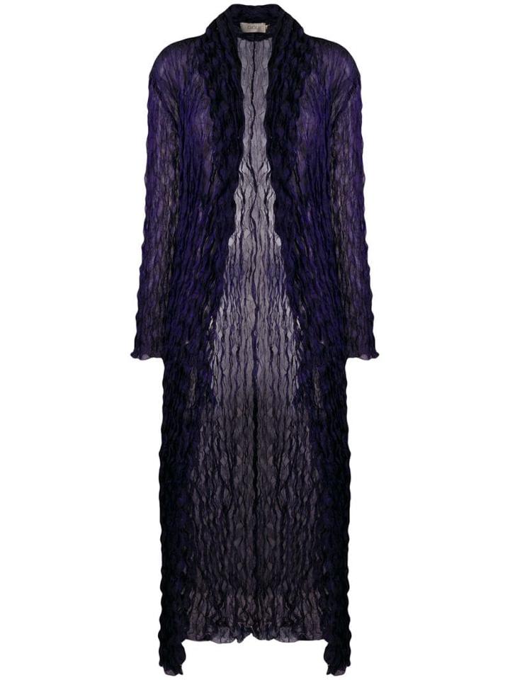 Romeo Gigli Pre-owned 1990's Crunched Sheer Long Coat - Blue
