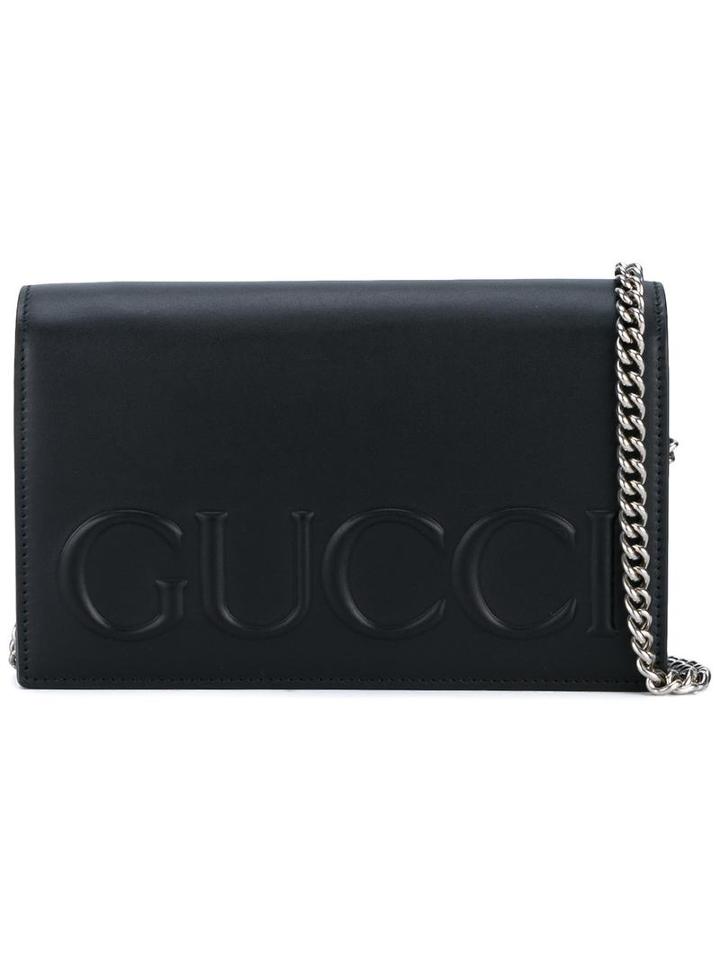 Gucci Logo Crossbody Bag, Women's, Black, Leather/metal