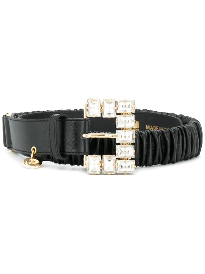 Cavalli Class Embellished Buckle Belt - Black