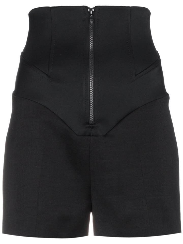 Esteban Cortazar Wool And Silk High Waisted Shorts - Black